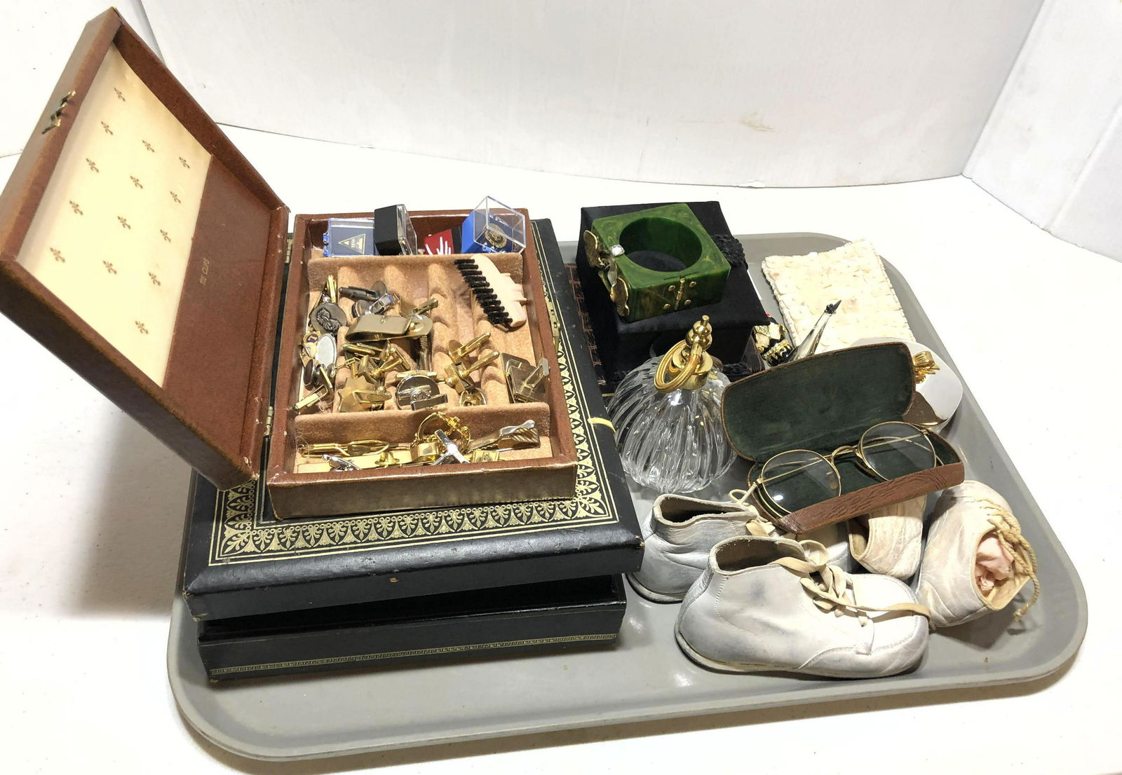 Misc. Lot Jewelry, Cufflinks, Glasses, Jewelry boxes. (1 of 10)