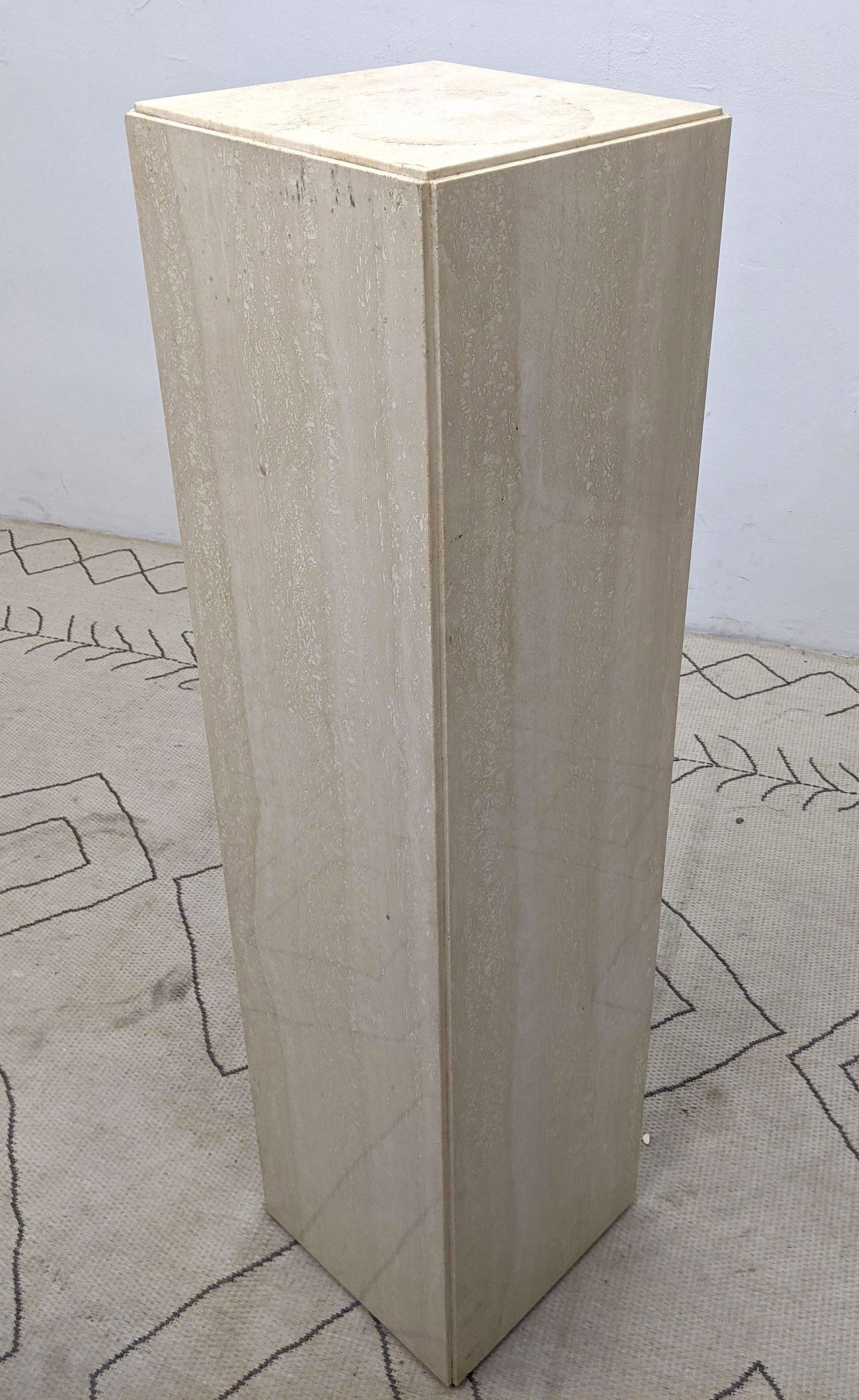 Tall Travertine Pedestal Stand. Italian Travertine. (1 of 5)