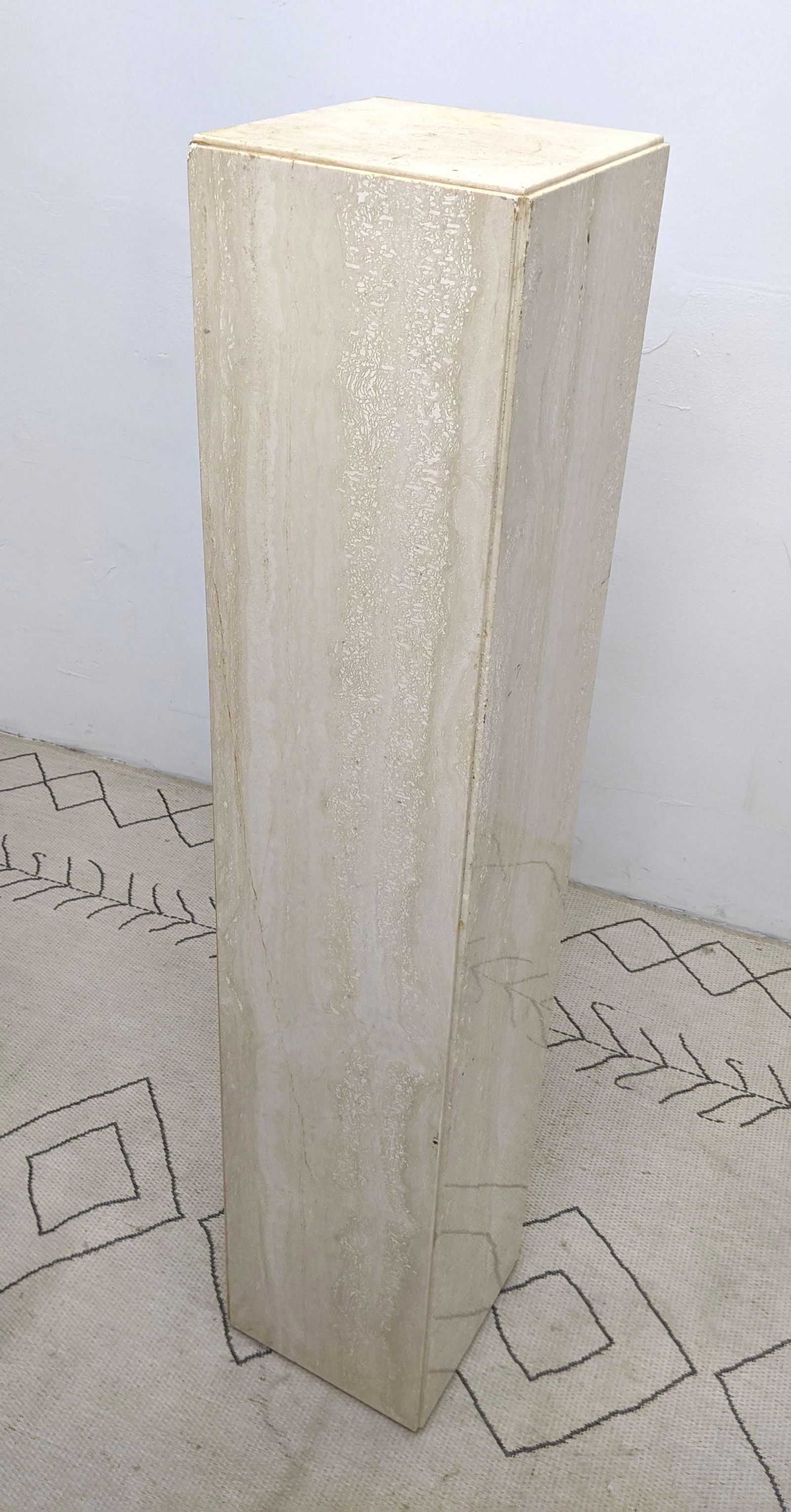 Tall Travertine Pedestal Stand. Italian Travertine. (1 of 5)
