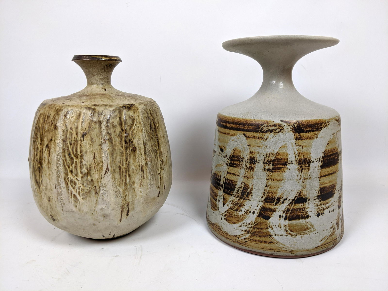2pcs Studio Art Pottery Vessel Vases. 1 with Designs We (1 of 13)