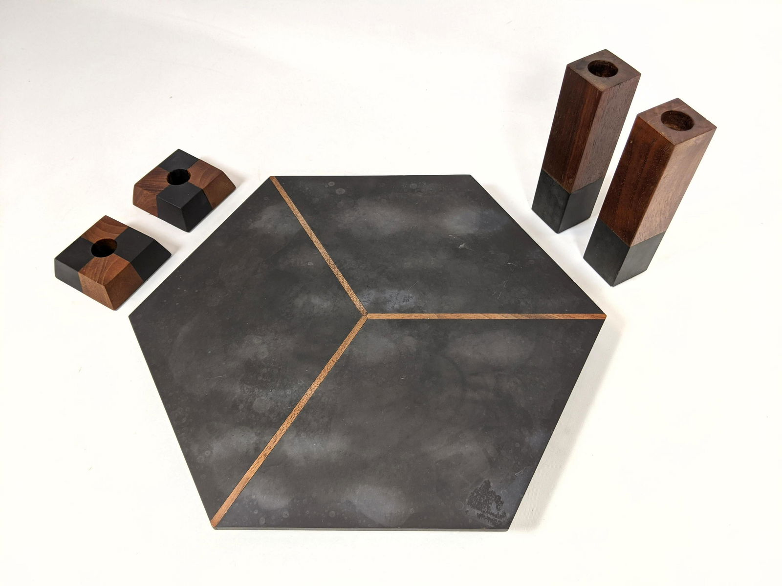 5pc PAUL EVANS & PHILIP POWELL Slate & Walnut Table War (1 of 12)