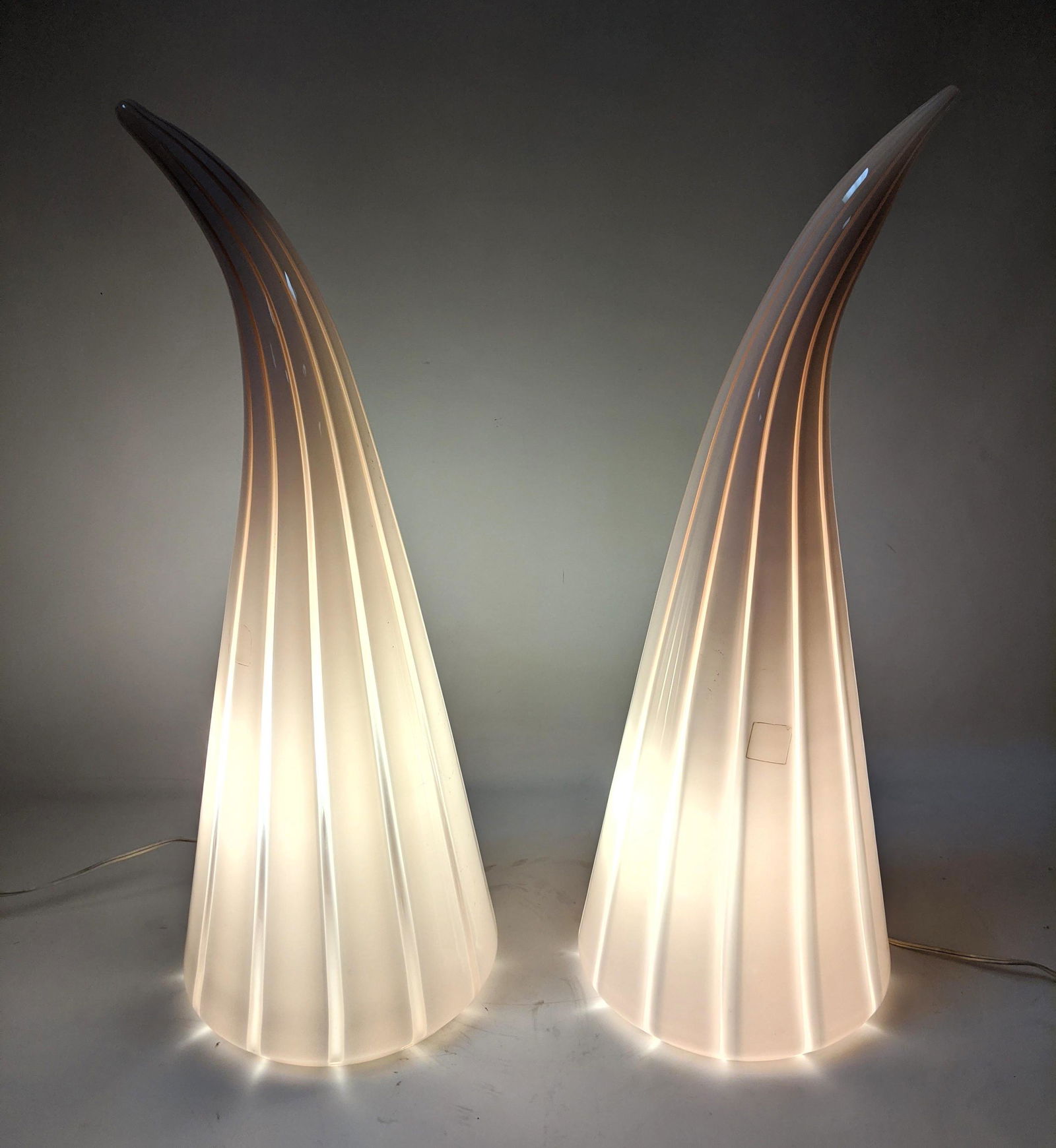 Pair MURANO Glass Table Lamps. Horn Form. (1 of 10)