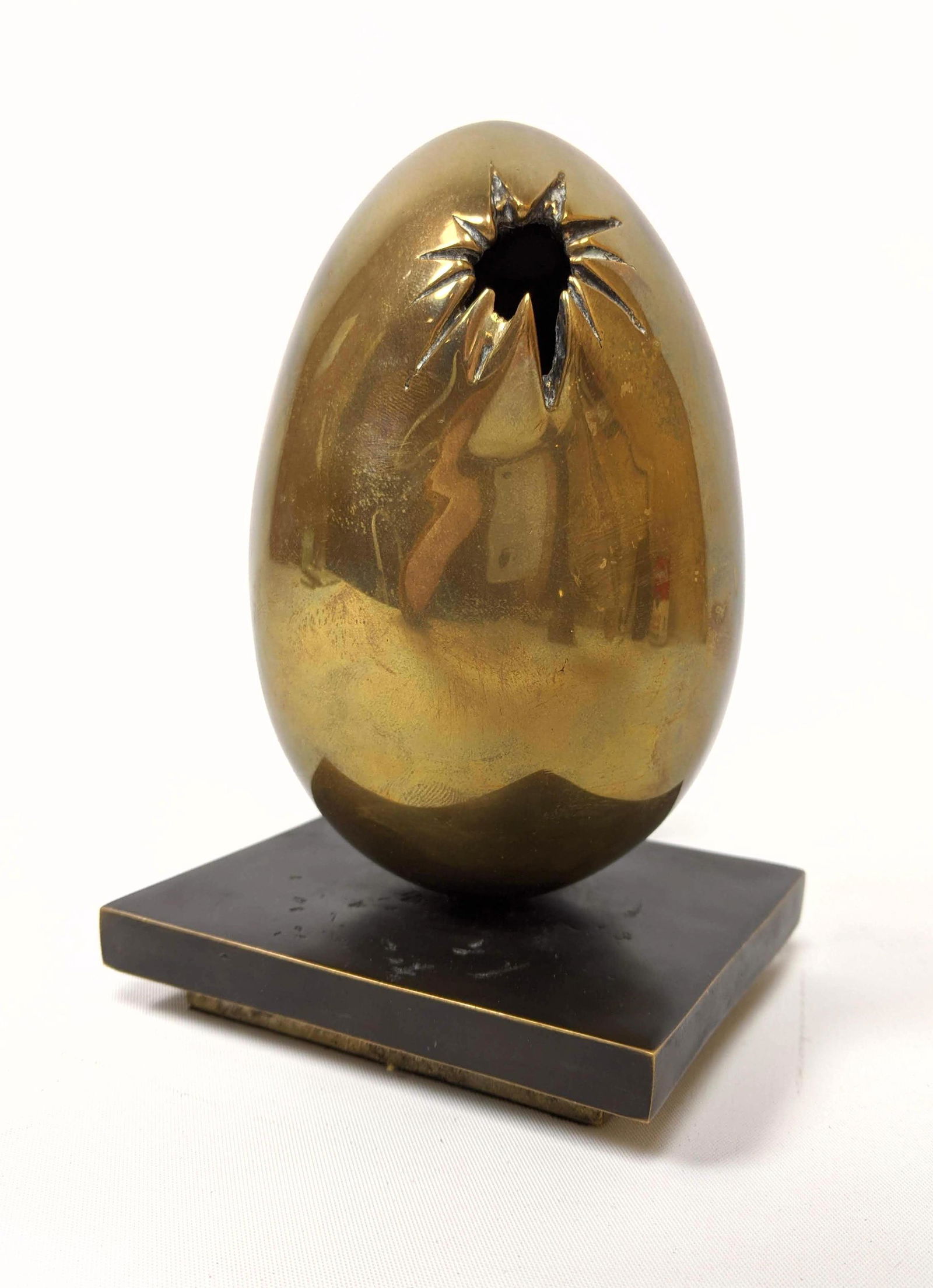 Artist Signed and Numbered Brass Bronze Egg Sculpture. (1 of 9)