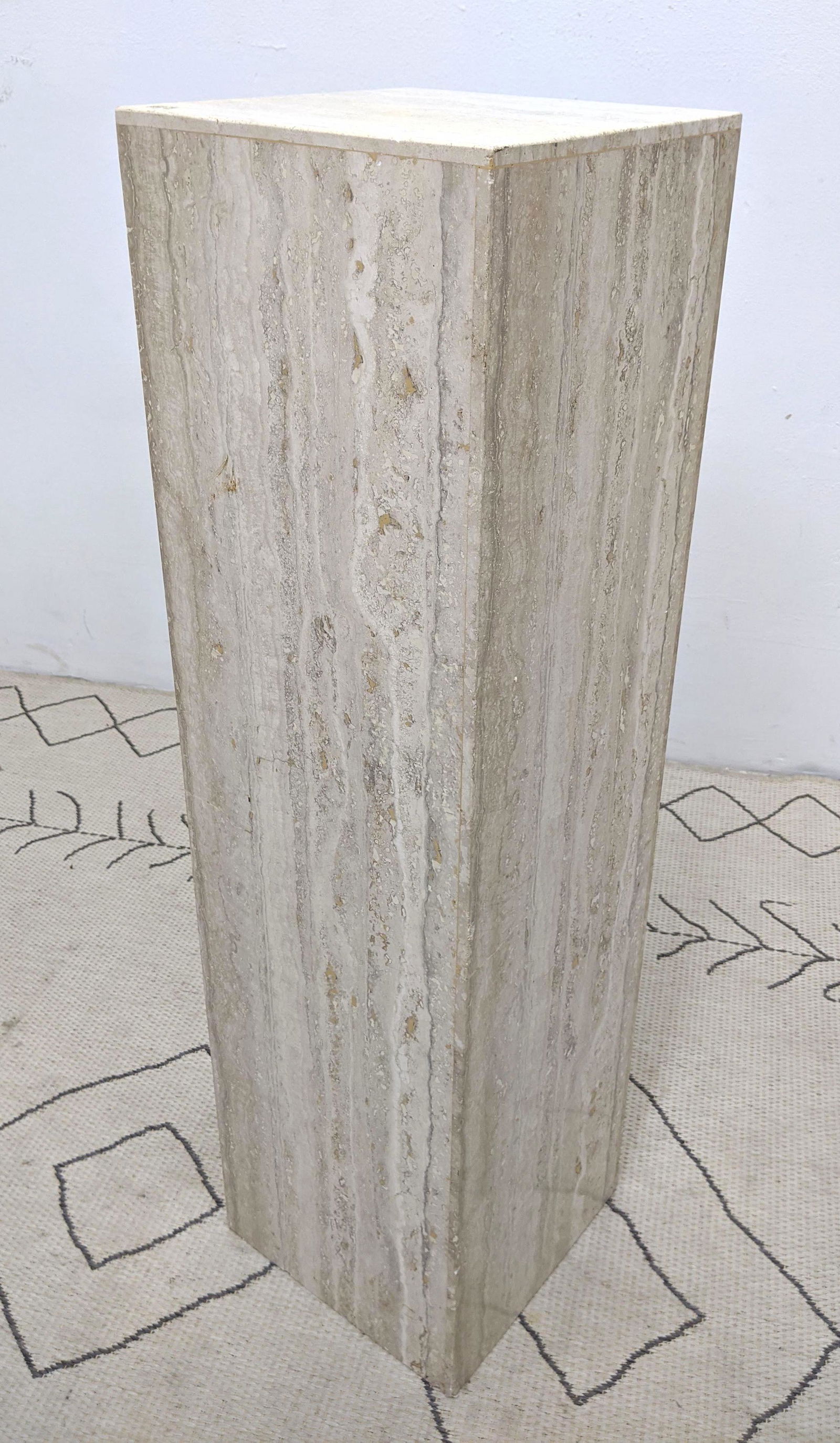 Travertine Pedestal Stand. Italian Travertine. (1 of 6)