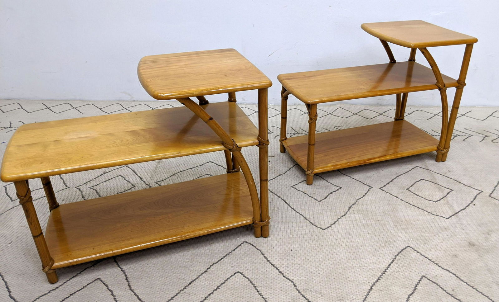 Pair HEYWOOD WAKEFIELD Step Side End Tables.  Maple and (1 of 15)