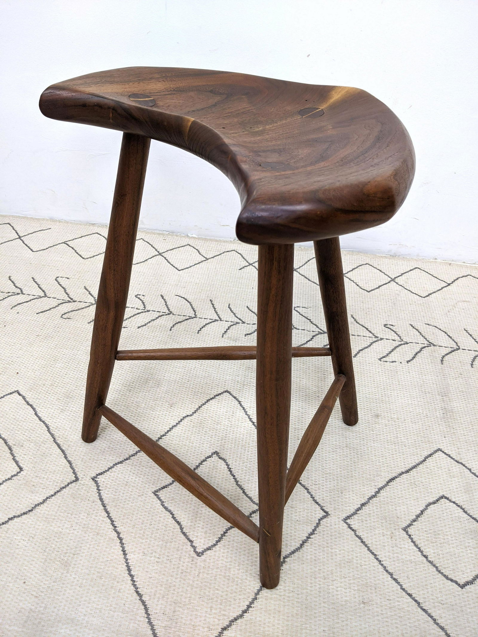 SCOTT WORKS WOOD Custom 3 Leg Stool. Shaped Seat. (1 of 6)