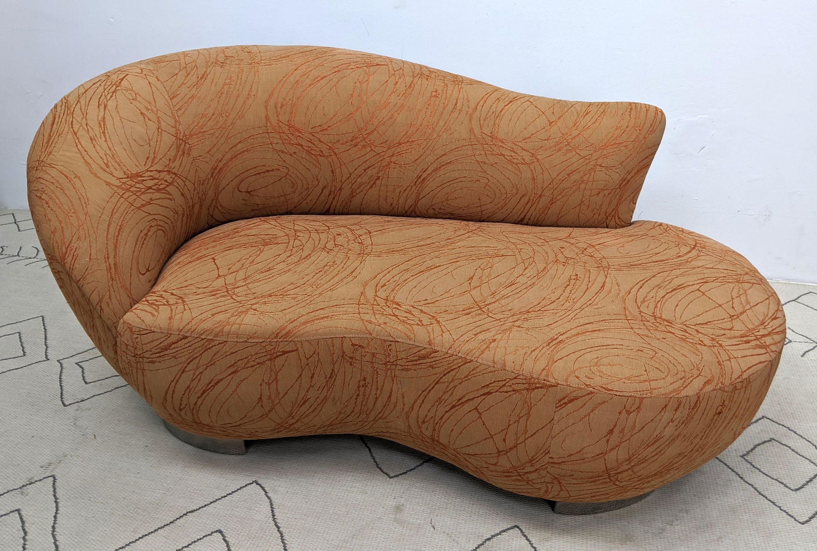 Vladimir Kagan Style Love Seat Sofa.  Wave form with ch (1 of 6)