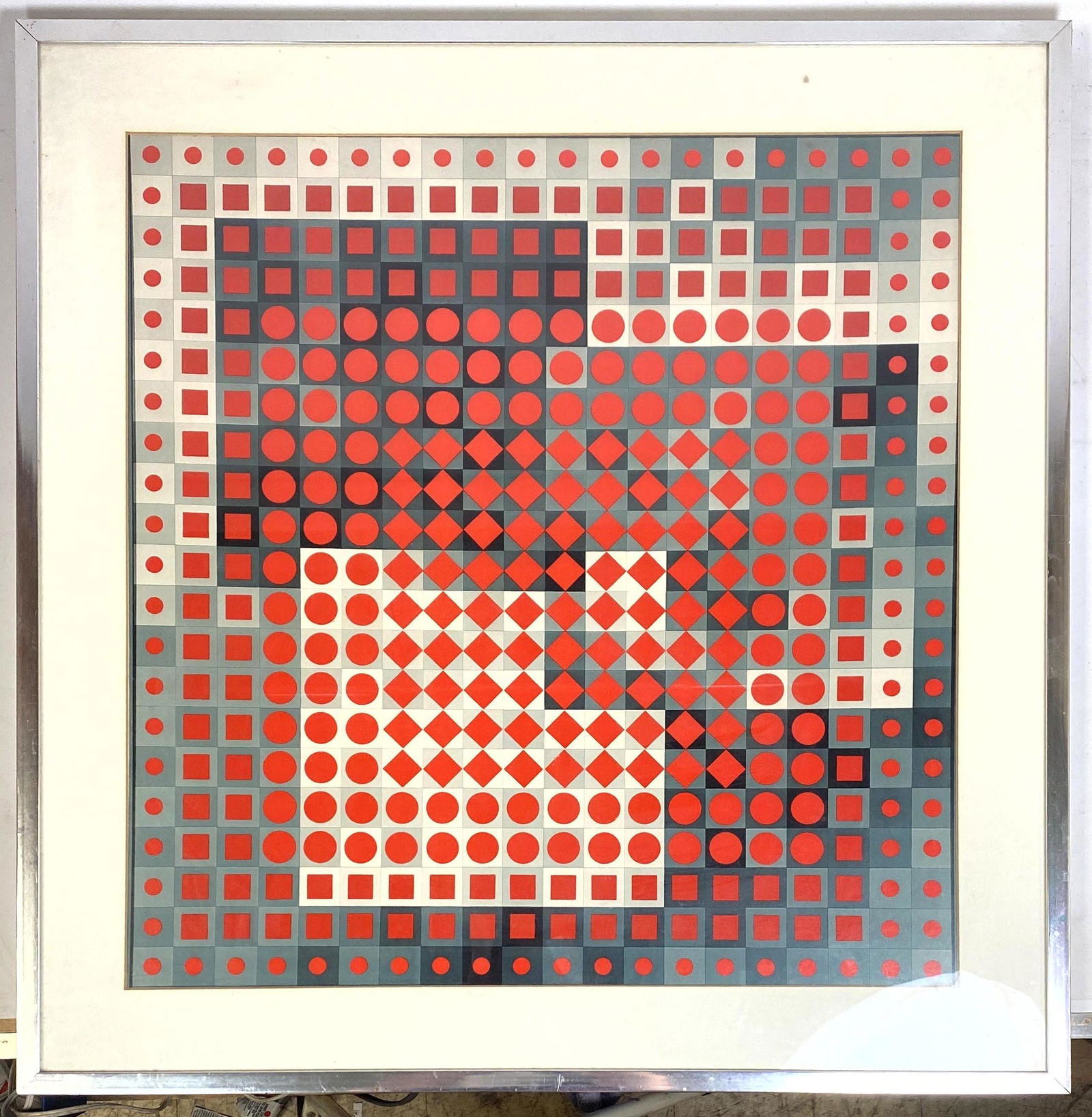 Victor Vasarely Op Art Print Squares and Circles. Print (1 of 9)