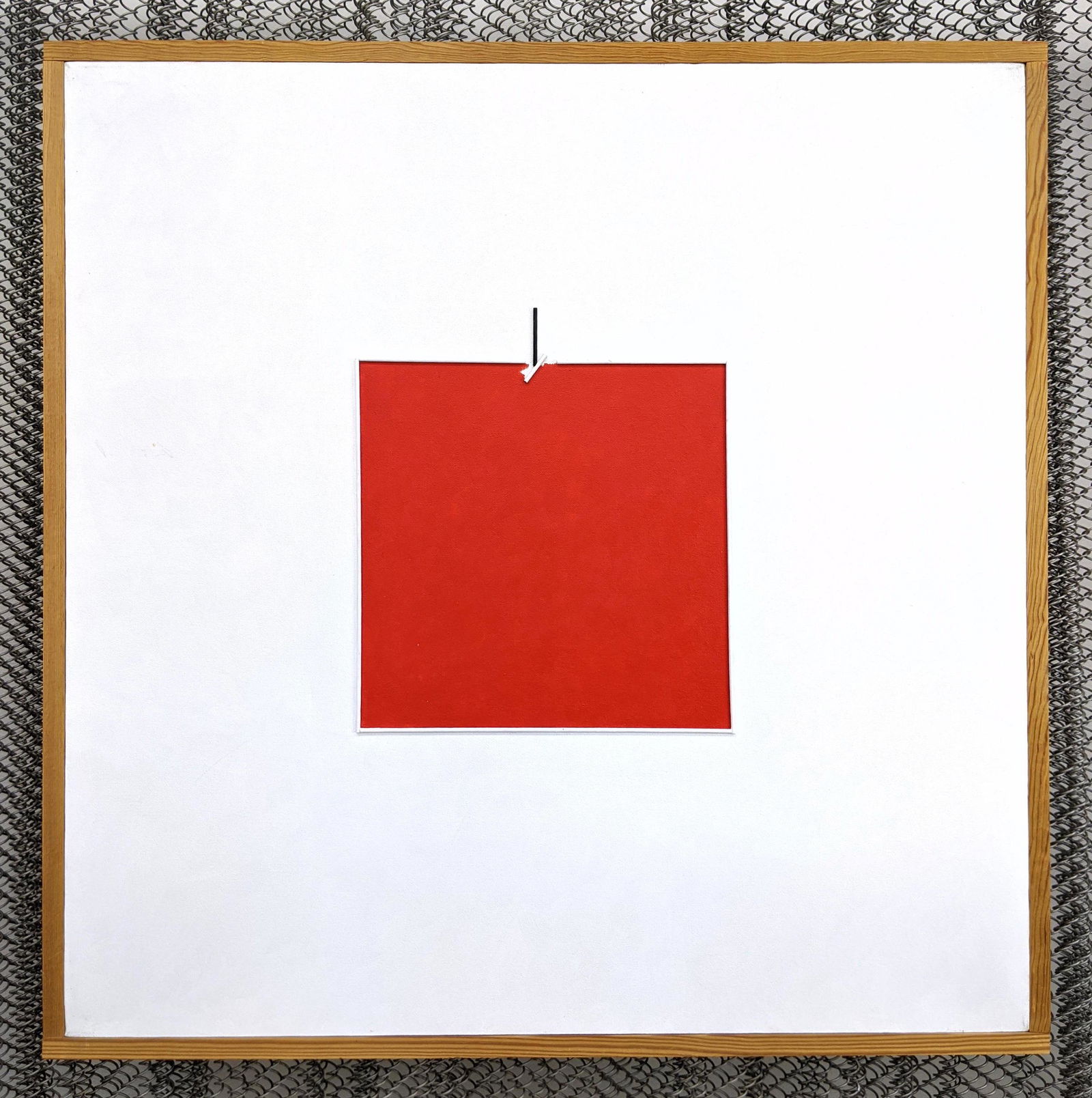 GEORGE D'AMATO Wood and Oil Painting On Canvas. Black B: GEORGE D'AMATO Wood and Oil Painting On Canvas. Black Breaking Red Square. White background. Wood and Oil Painting On Canvas. -- Dimensions: H: 31.25 inches: W: 31.25 inches ---