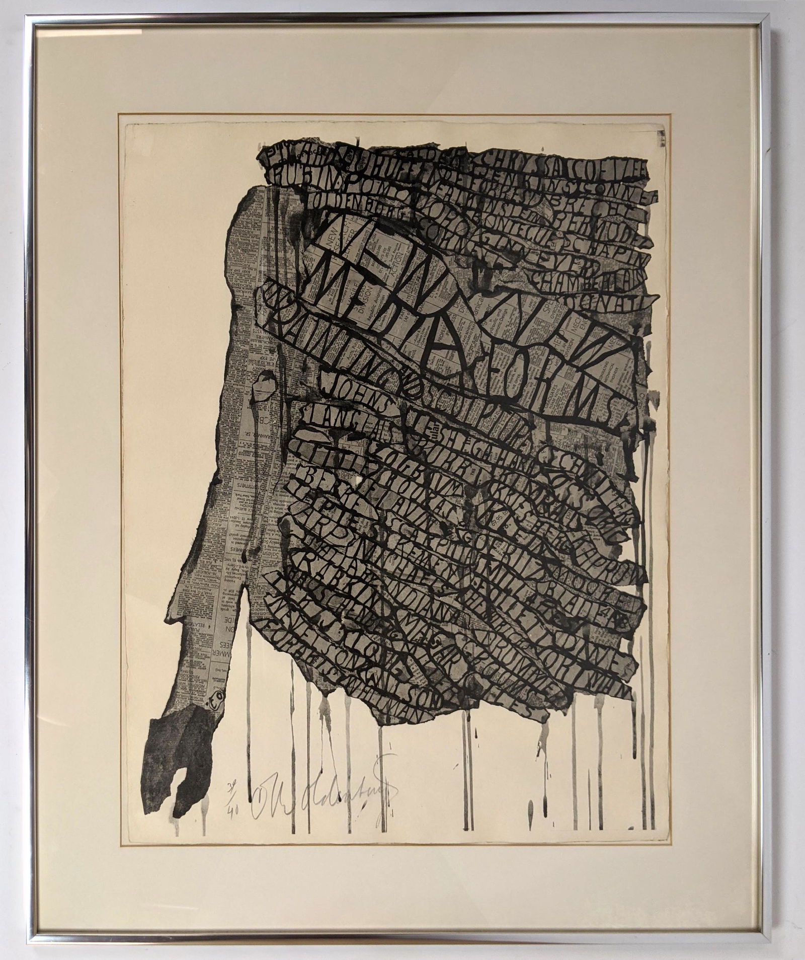 Signed CLAUS OLDENBURG Print. Offset Lithograph. "New M (1 of 10)