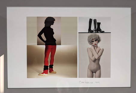 SAM HASKINS  Signed and dated 2009 Photograph.  Boots.: SAM HASKINS Signed and dated 2009 Photograph. Boots. Framed under glass. -- Dimensions: H: 14 13.5 inches: W: 21 21 inches ---