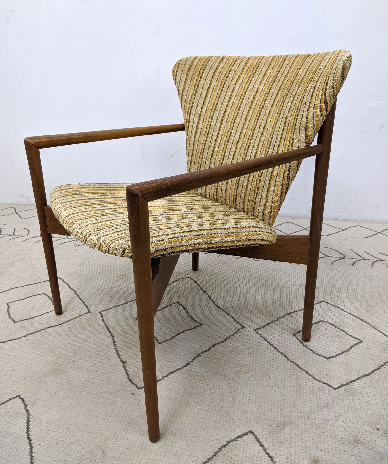 American Modern Fan Back Arm Chair. Walnut frame. Taper (1 of 9)