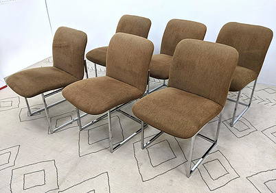 Set 6 Milo Baughman Style Dining Chairs. Chrome frames (1 of 7)