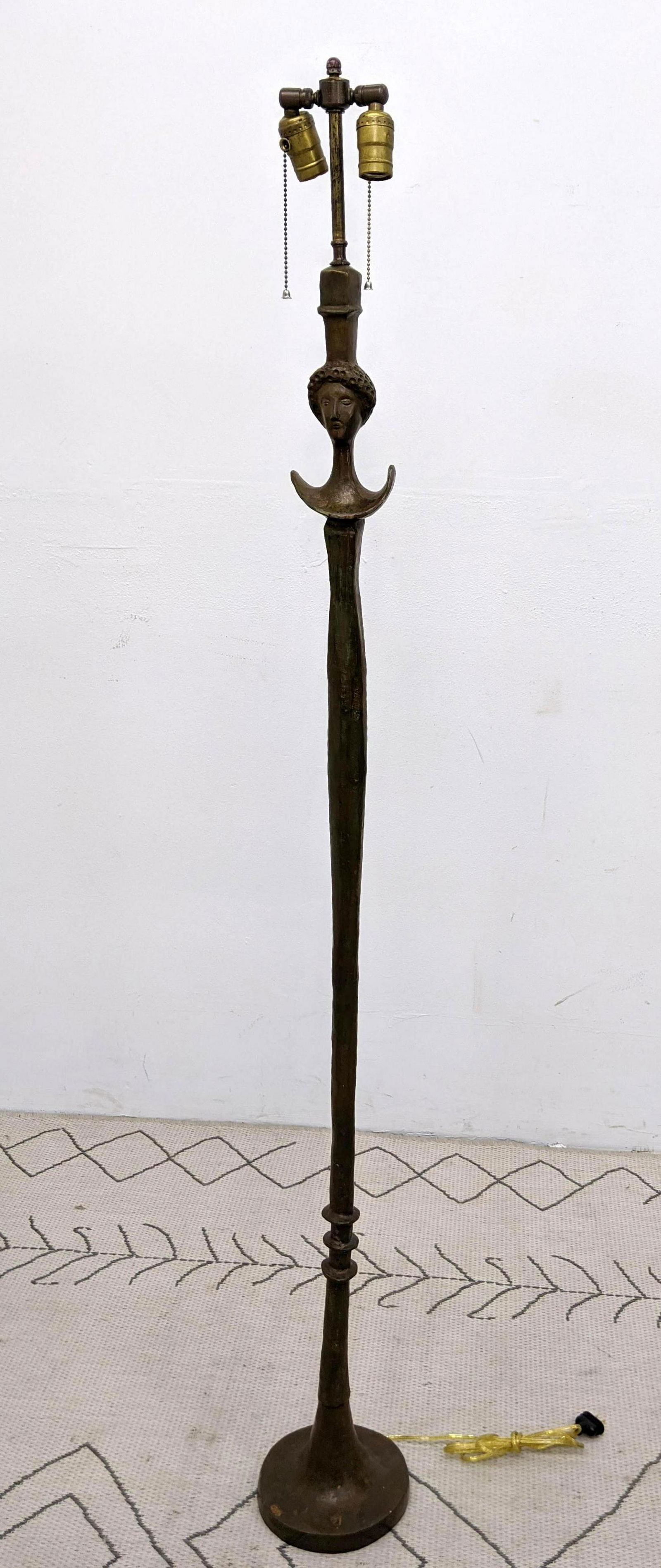 ALBERTO GIACOMETTI Style Bronze Figural Floor Lamp. 'Te (1 of 11)