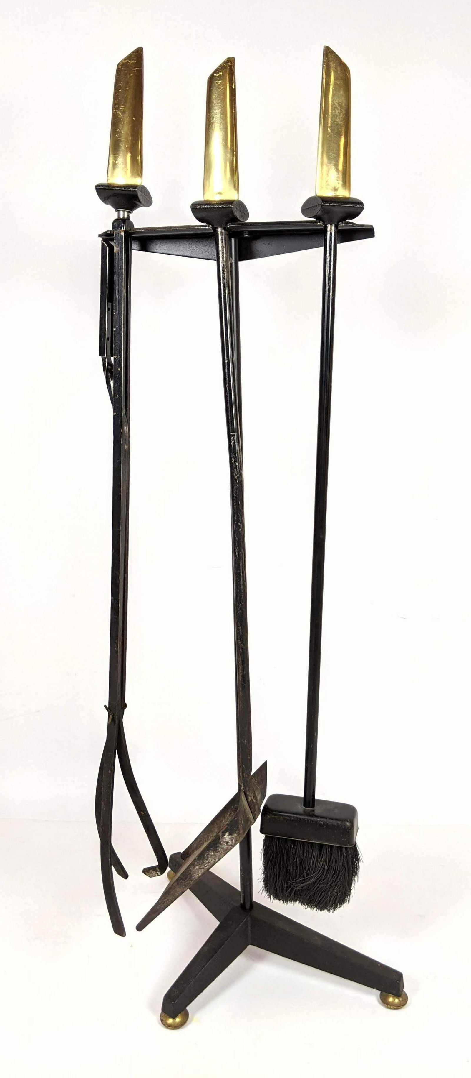 DONALD DESKEY Brass Iron Fireplace Tools. Modernist Bra (1 of 9)