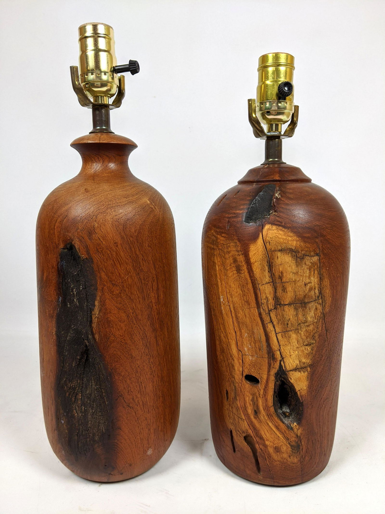 2pcs Turned Wood Table Lamps. Natural wood. (1 of 13)