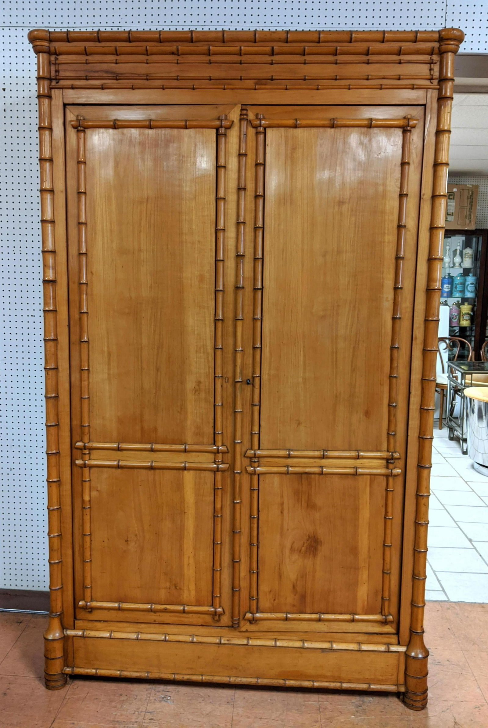 Antique French Faux Bamboo Armoire Cabinet. 2 Doors. (1 of 9)