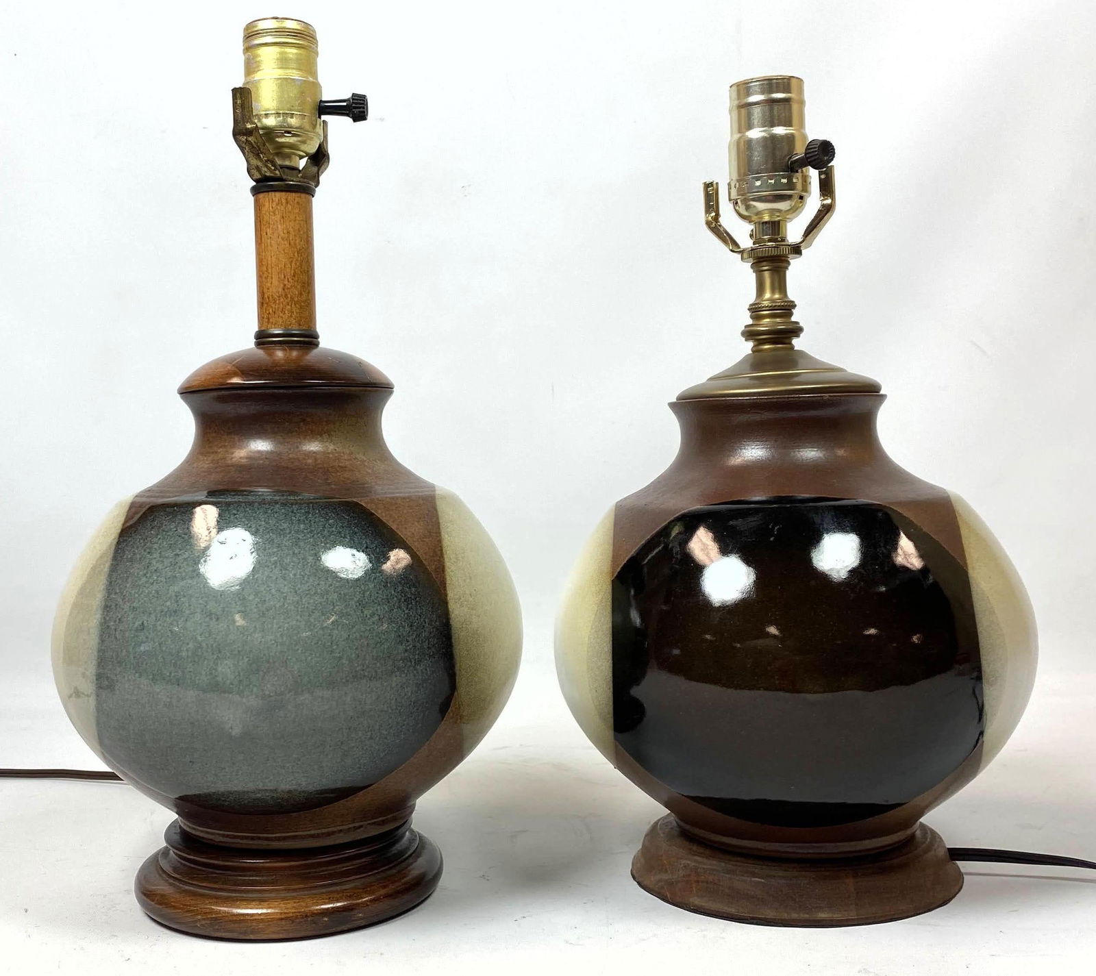 Pair Small Art Pottery Table Lamps. (1 of 8)