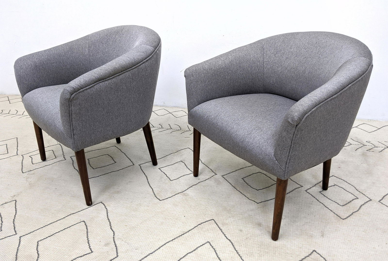 Pair Ward Bennett Style Chairs.  Barrel Back on Tapered (1 of 12)