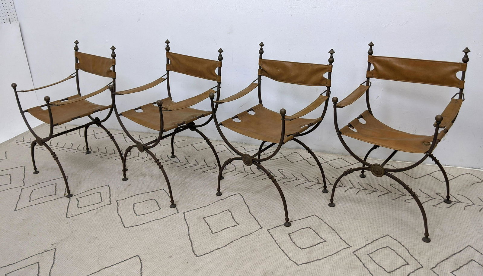 Set 4 Savonarola Style Chairs. Finial tops. (1 of 9)