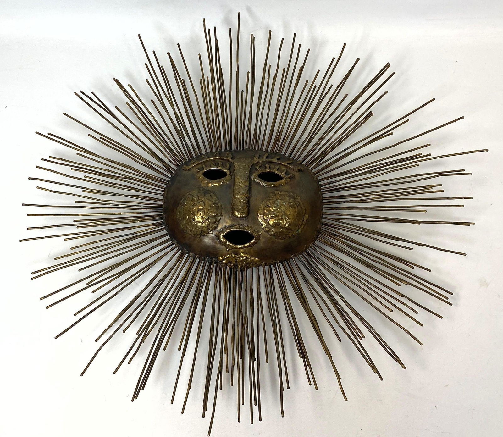 signed EMAUS Brass Wall Sculpture. Sun Face. 39. (1 of 9)