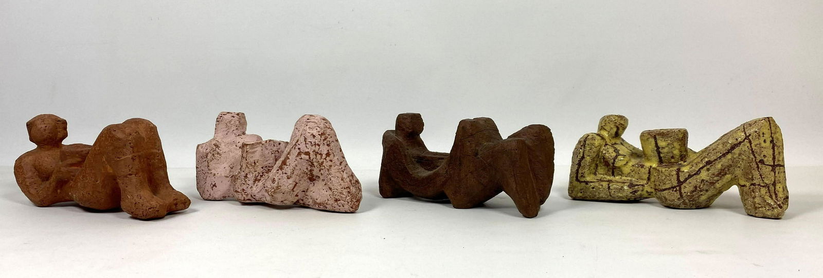 4pcs Mid Century Modern cubist sculptures of a reclinin (1 of 13)
