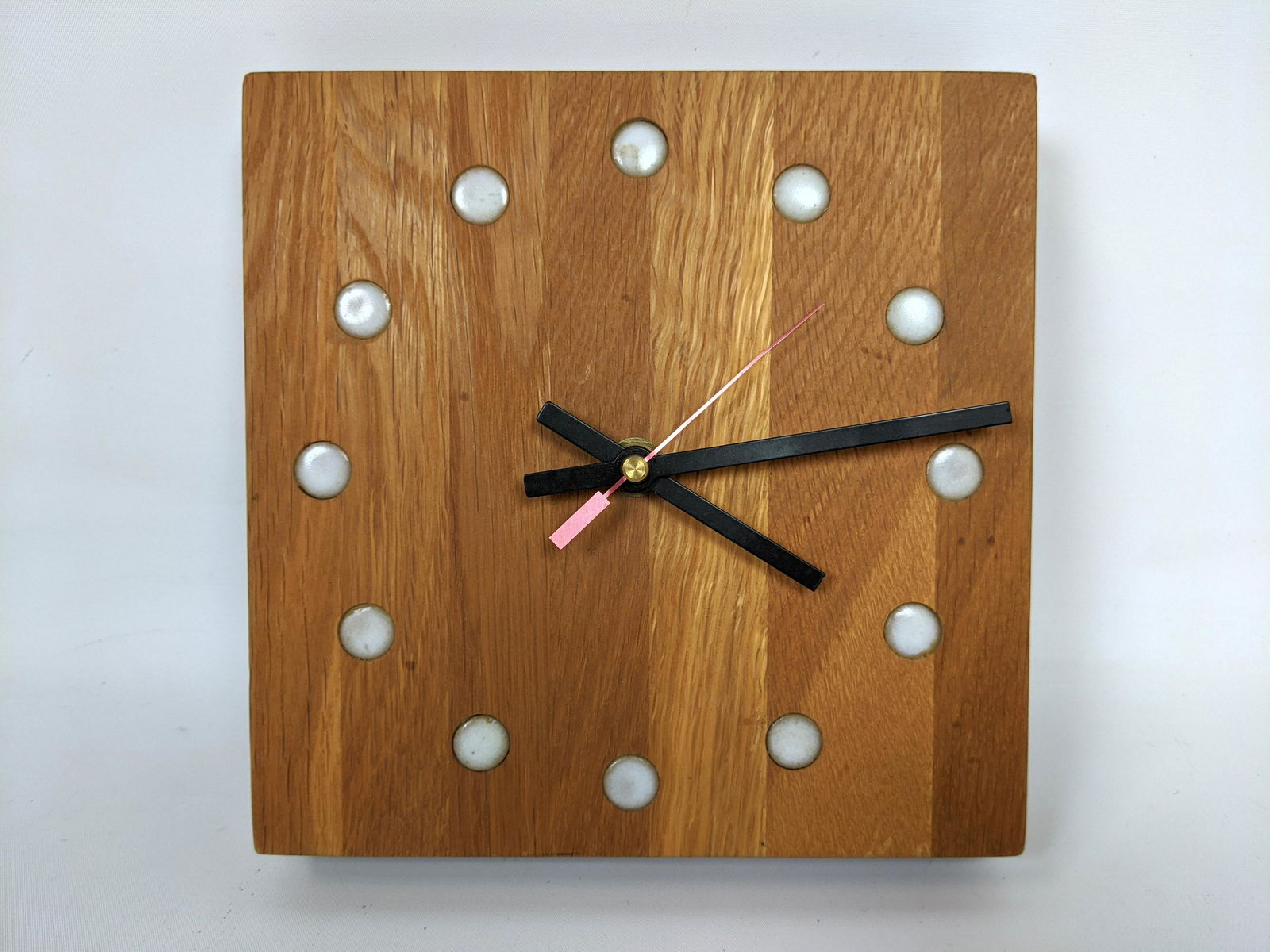 Martz Marshal Studios Wall Clock Pottery and Teak. Labe (1 of 8)