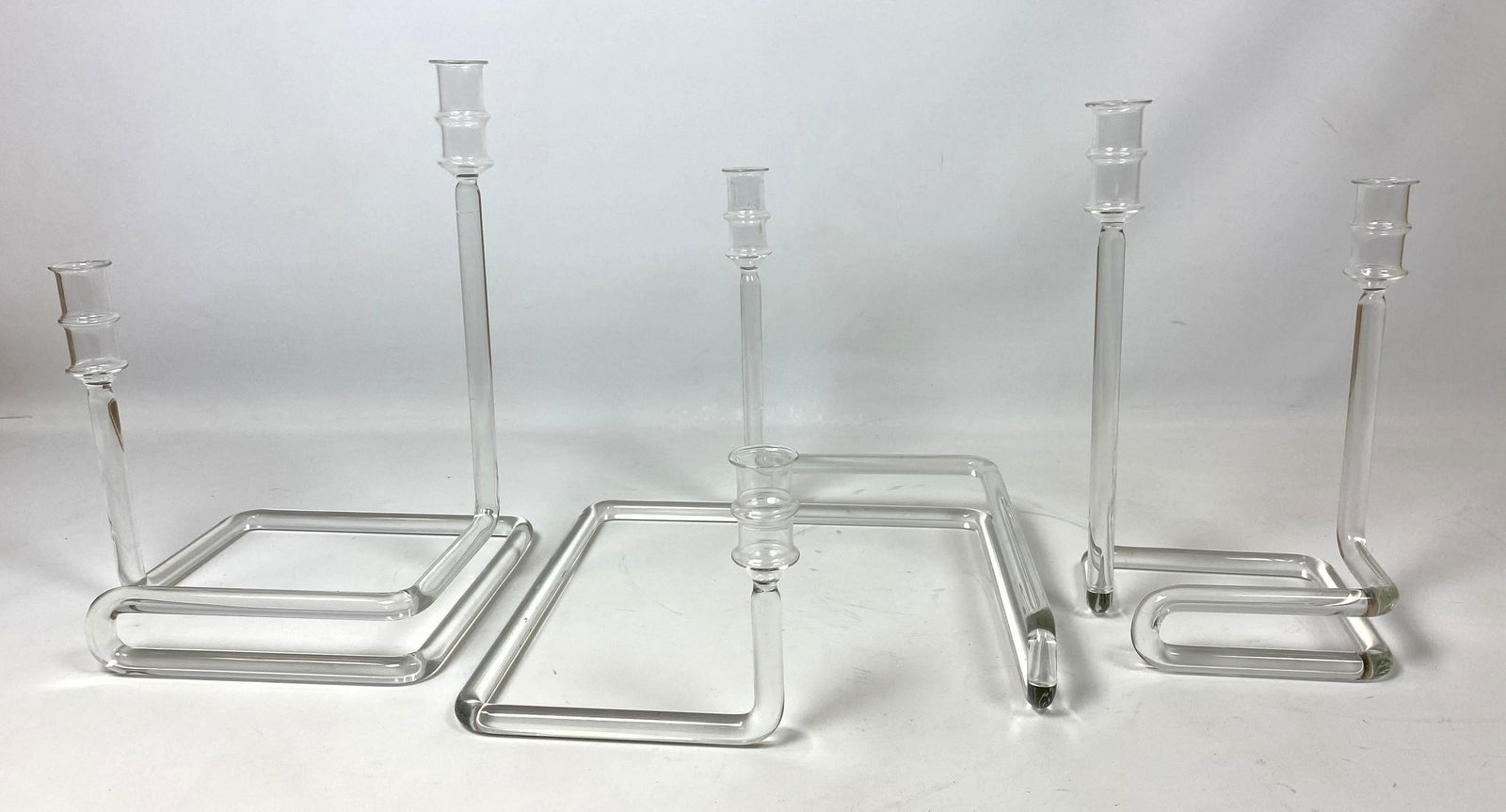 Set 3 Nesting Glass Candle Sticks.  Glass rod form. (1 of 12)