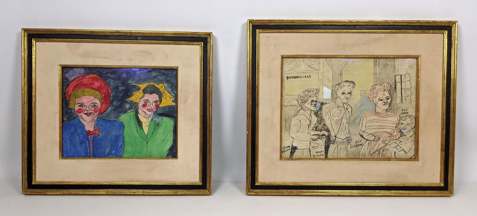 Two JUSTIN McCarthy outsider art portraits on paper. Do (1 of 15)