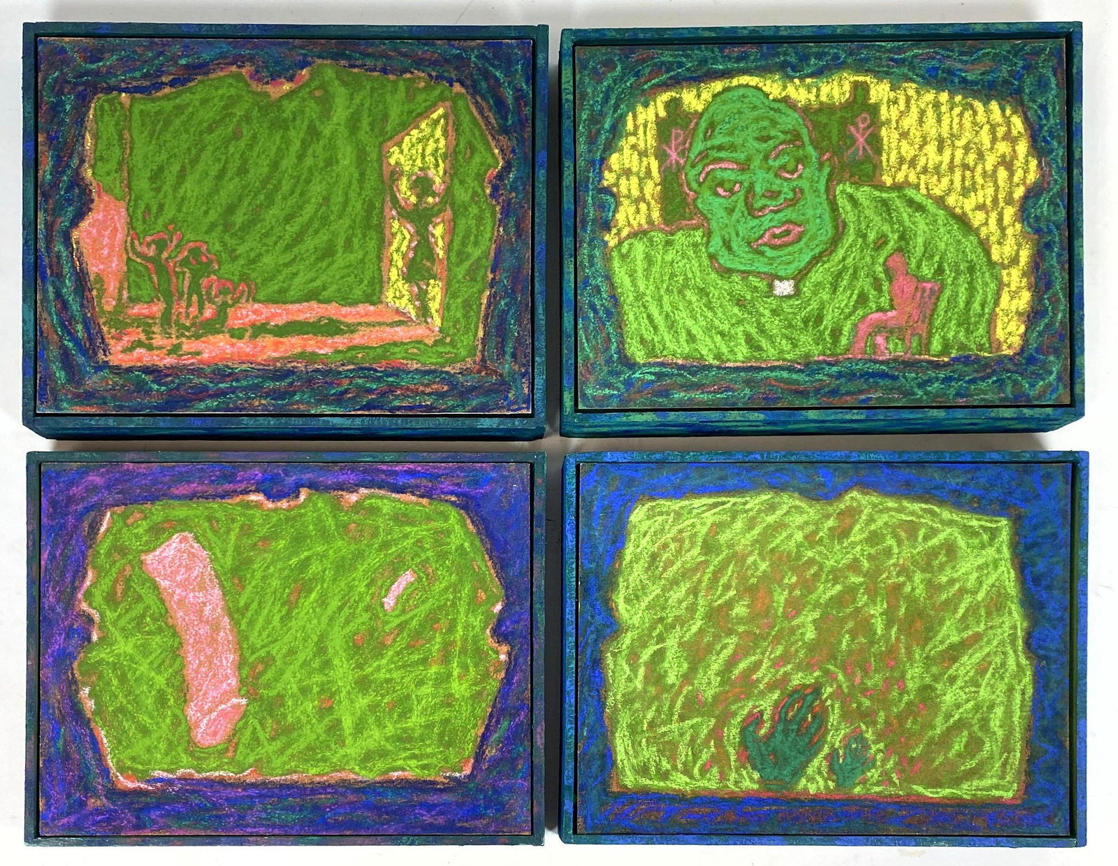 4 CHRISTOPHER ENGEL 1980 Pastel Paintings with decorate (1 of 12)