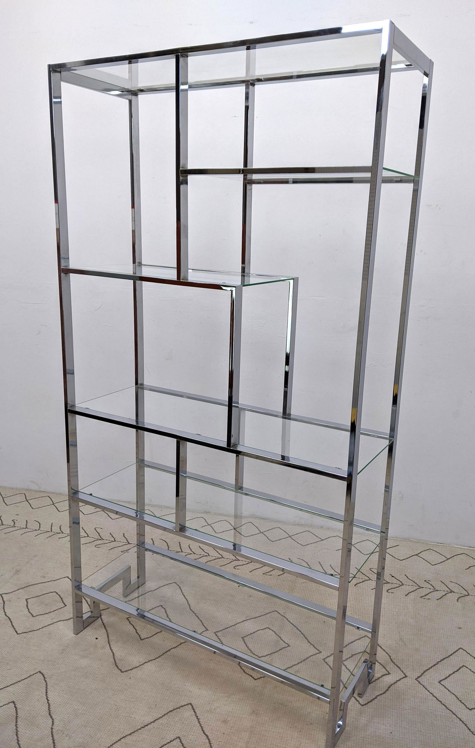 Milo Baughman Chrome and Glass Etagere Shelf Unit. (1 of 7)