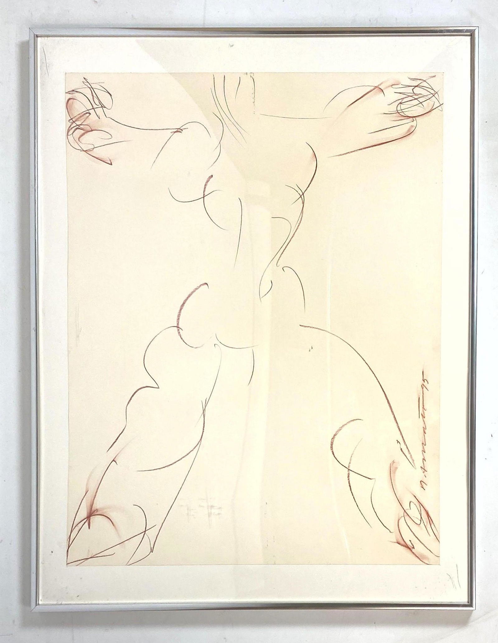 GEORGE D'AMATO Figural Drawing Framed Under Glass. fram (1 of 9)