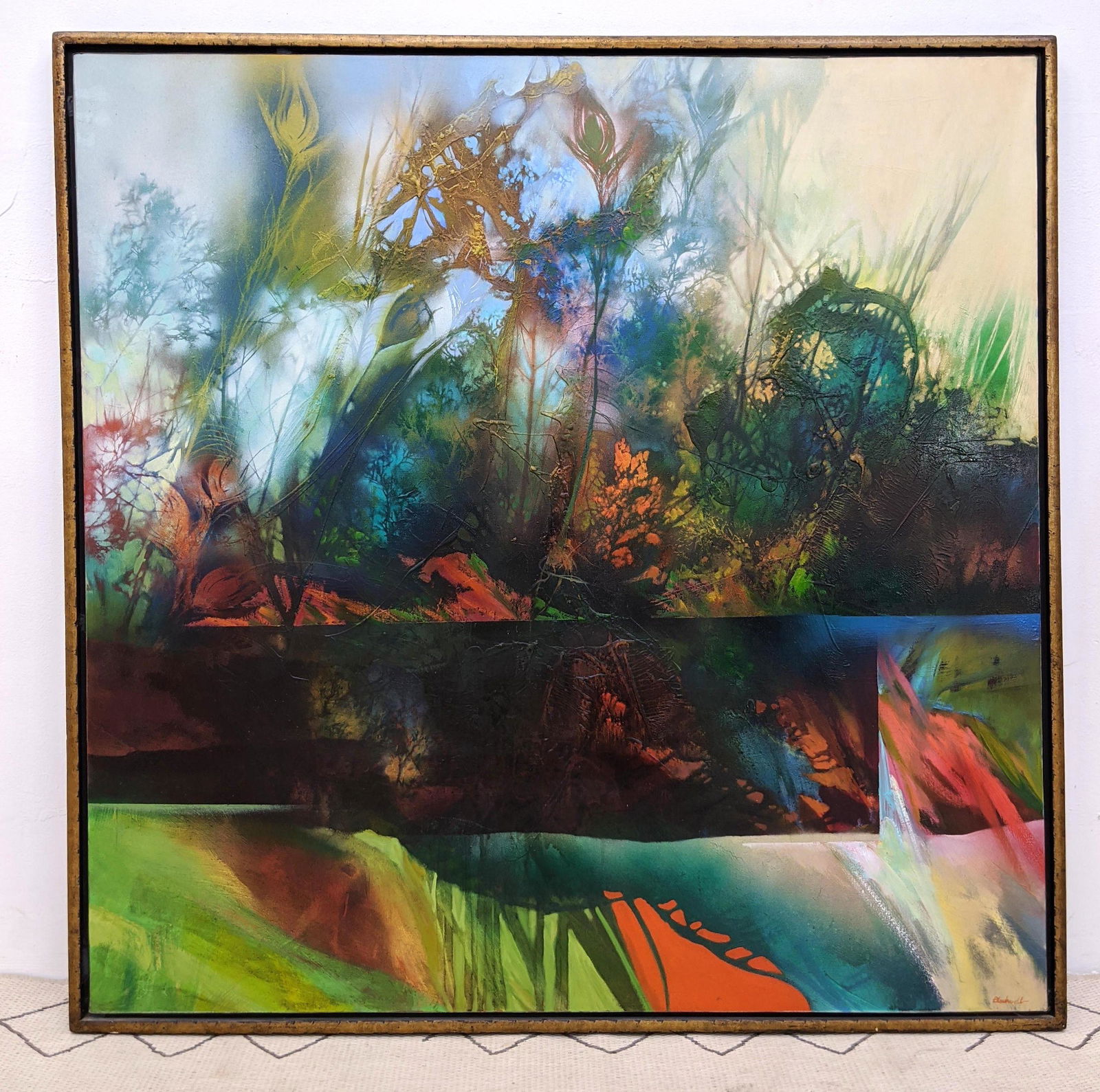 Tom BLACKWELL Abstract Oil Painting on Canvas. Colorfu: Tom BLACKWELL Abstract Oil Painting on Canvas. Colorful.-- Dimensions: H: 52 inches: W: 52 inches: D: 2 inches ---