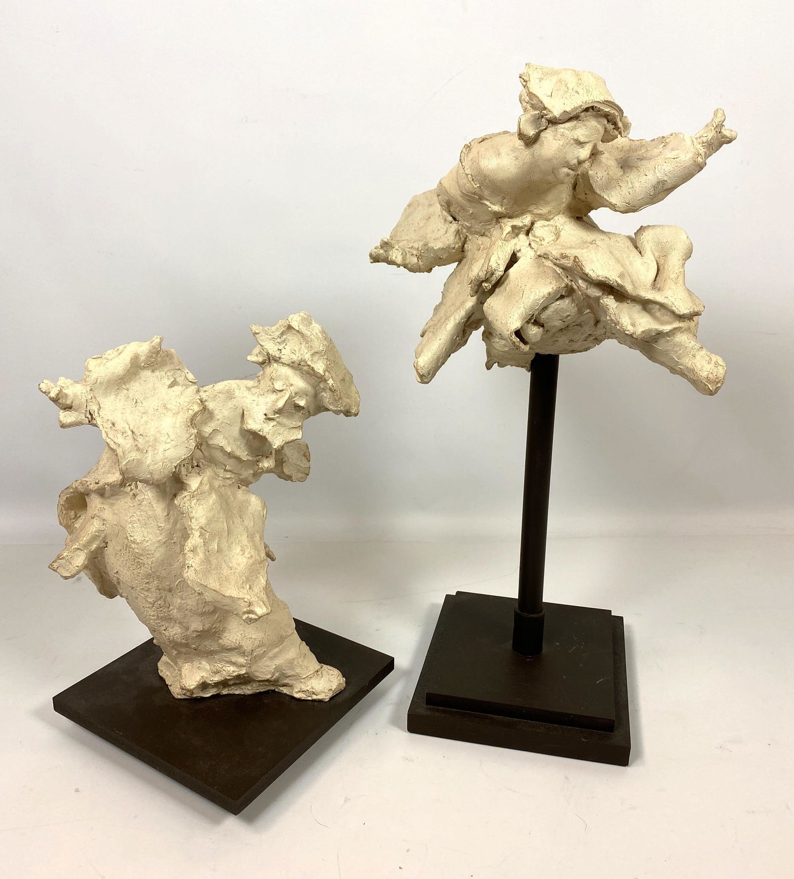 2pcs D. BRYCE 2019 Aerial Series Sculptures on Stands.: 2pcs D. BRYCE 2019 Aerial Series Sculptures on Stands. Pottery. Smaller dated 2018-- Dimensions: H: 19.5 inches: W: 9 inches: D: 8 inches ---
