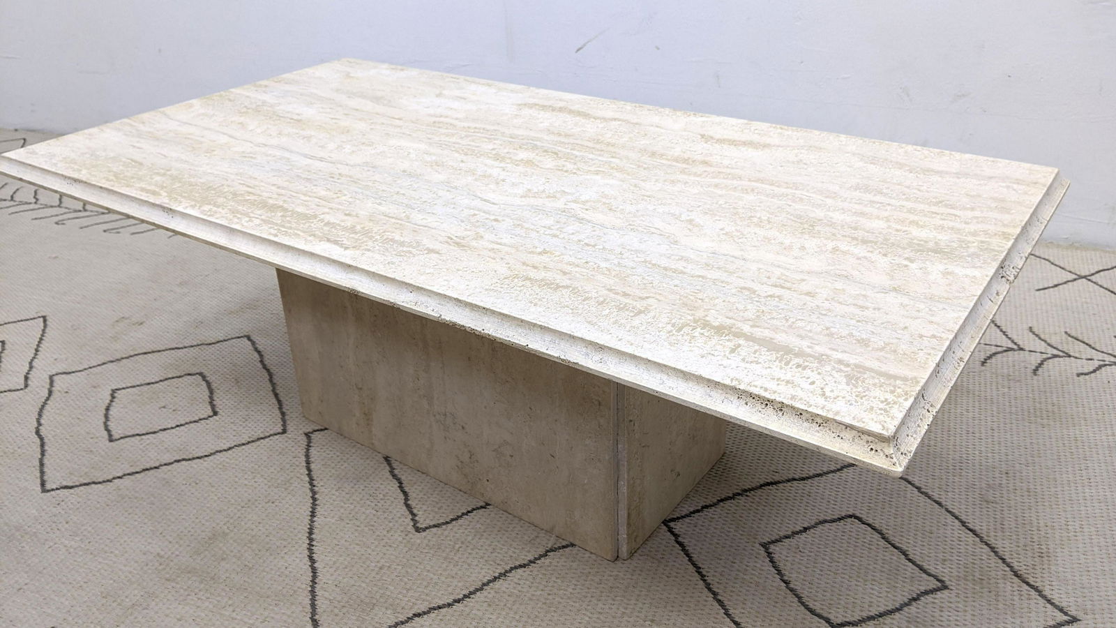 Travertine Coffee Cocktail Table. Mid Century Modern. S (1 of 10)