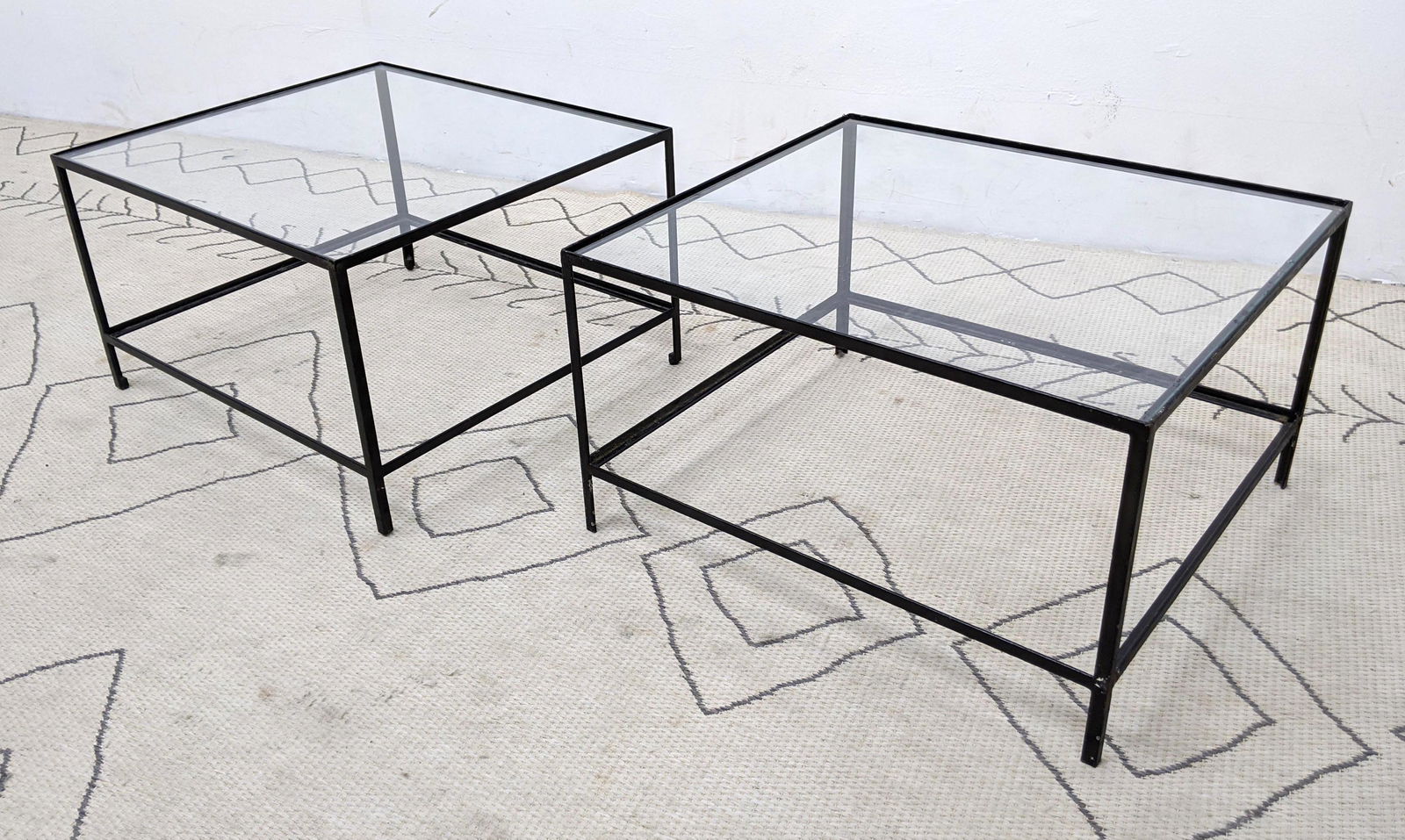 Pair Small GEORGE NELSON Attributed Square Tables. Angl (1 of 9)