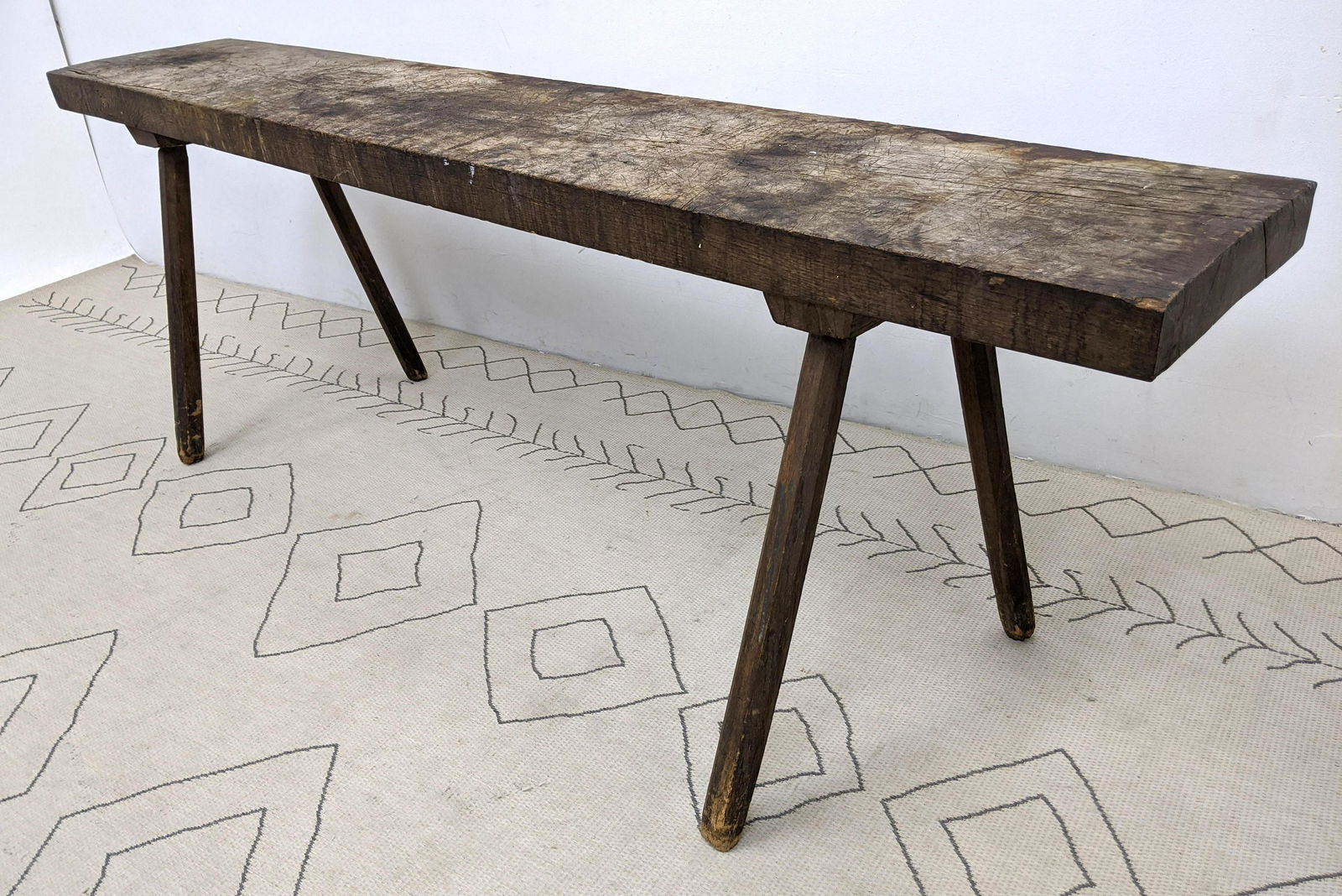 French Style Thick Plank Top Work Table. Angle cut legs (1 of 11)