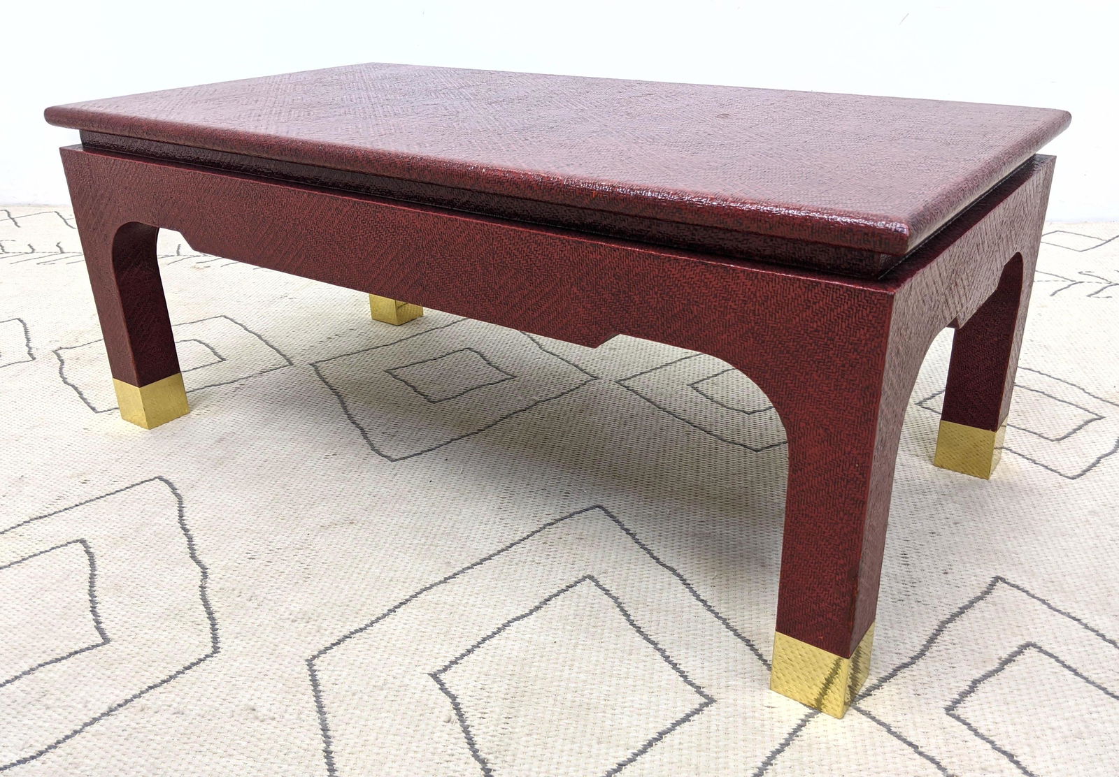 KARL SPRINGER Style Woven Covered Coffee Cocktail Table (1 of 11)