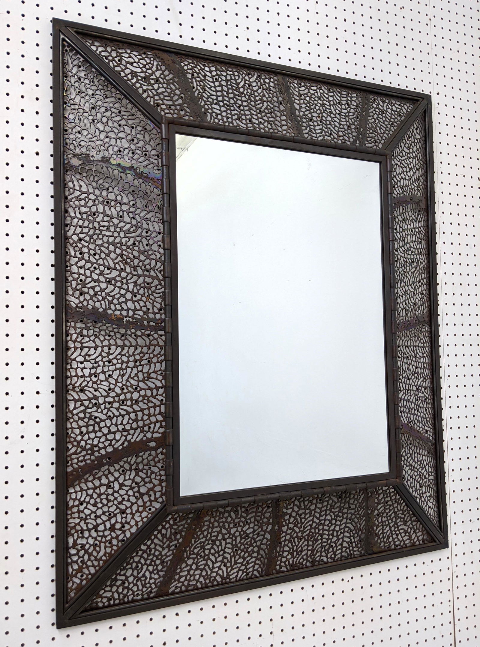 Designer Copper and Iron Wall Mirror.  Freeform pierced (1 of 10)
