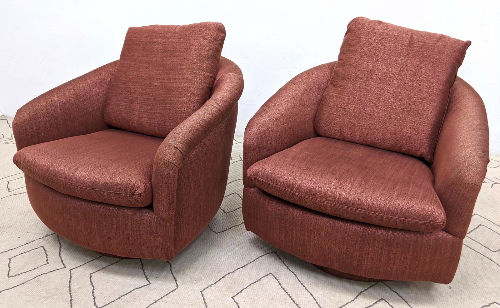 Pair THAYER COGGIN Swivel Lounge Chairs.  Fully Upholst (1 of 8)