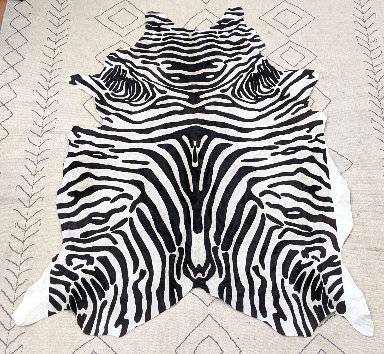 Zebra Print Cow Hide Leather Carpet. (1 of 12)