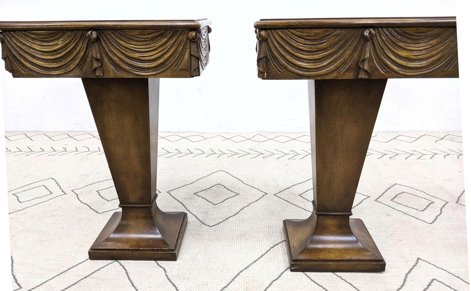 Pair DOROTHY DRAPER style Side End Tables. Drape Front (1 of 11)