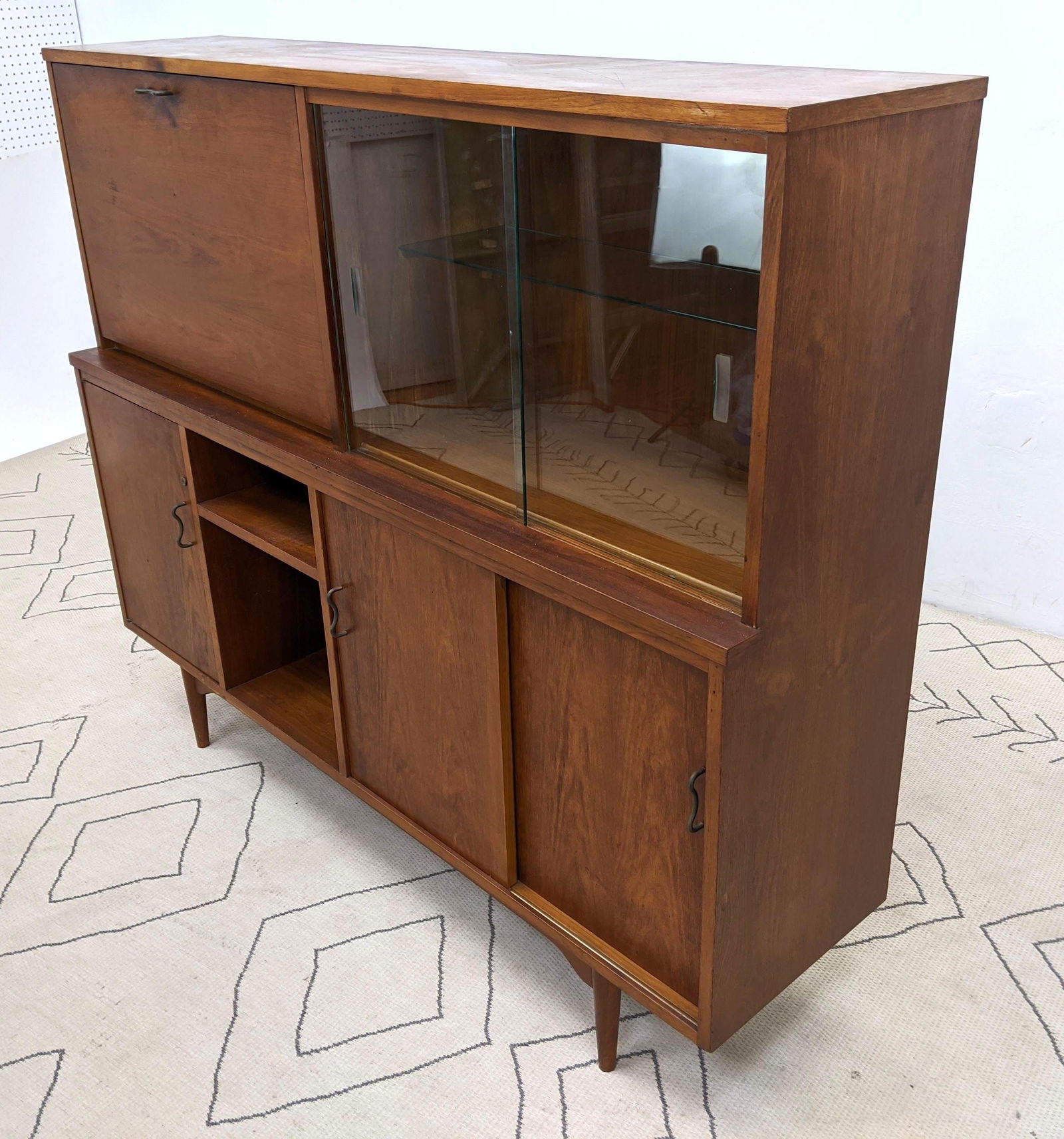 American Modern Walnut Bar  Cabinet. Sliding doors and (1 of 16)