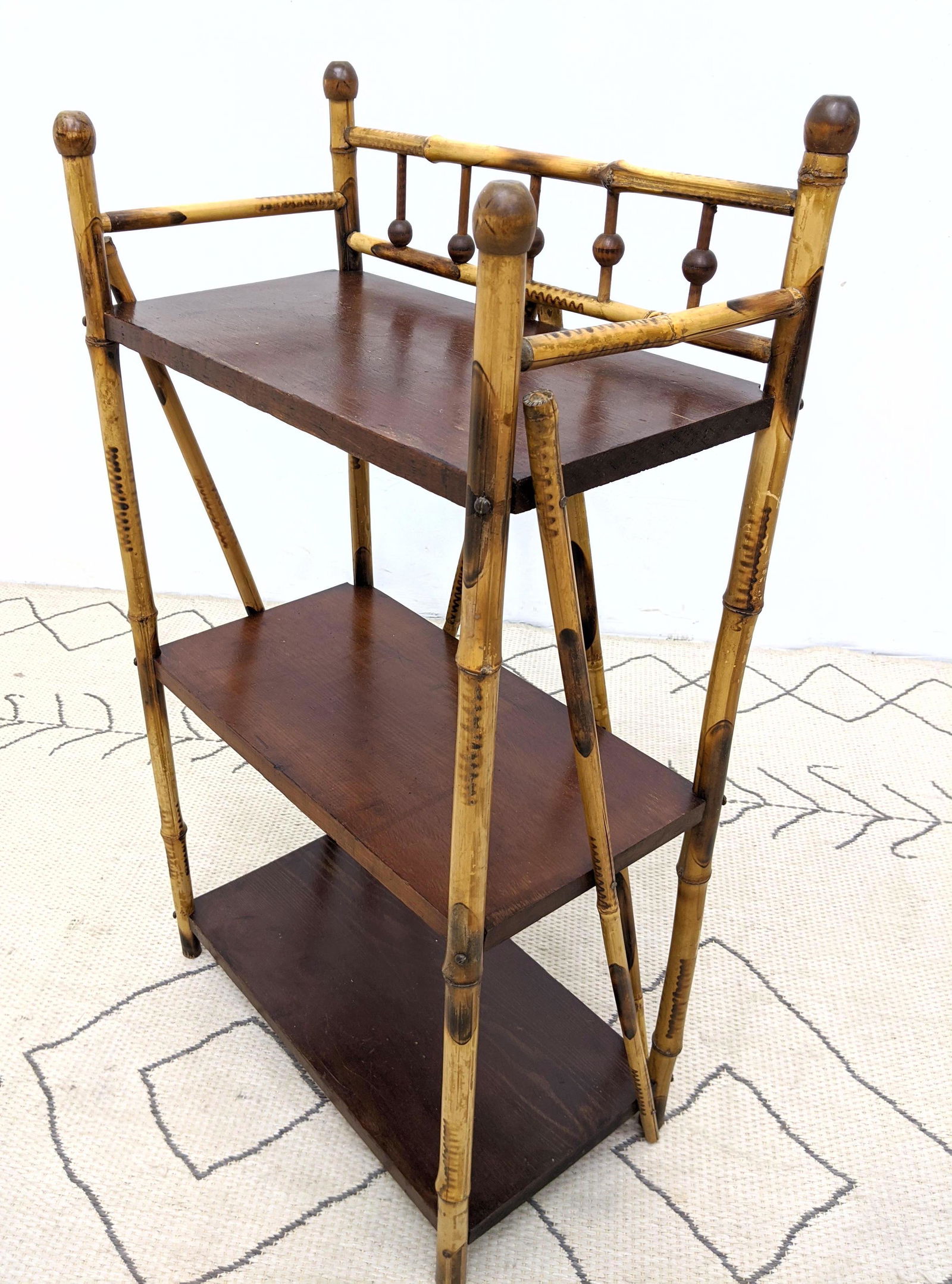 Victorian Bamboo shelf. 3 shelves. Ball and stick desig (1 of 11)
