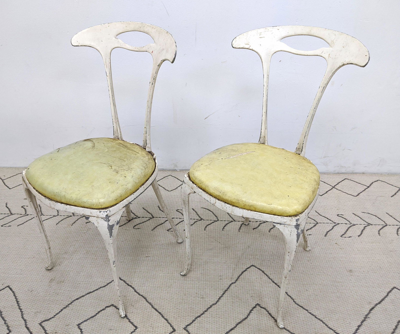 Pair Art Nouveau Style Aluminum Chairs. (1 of 12)