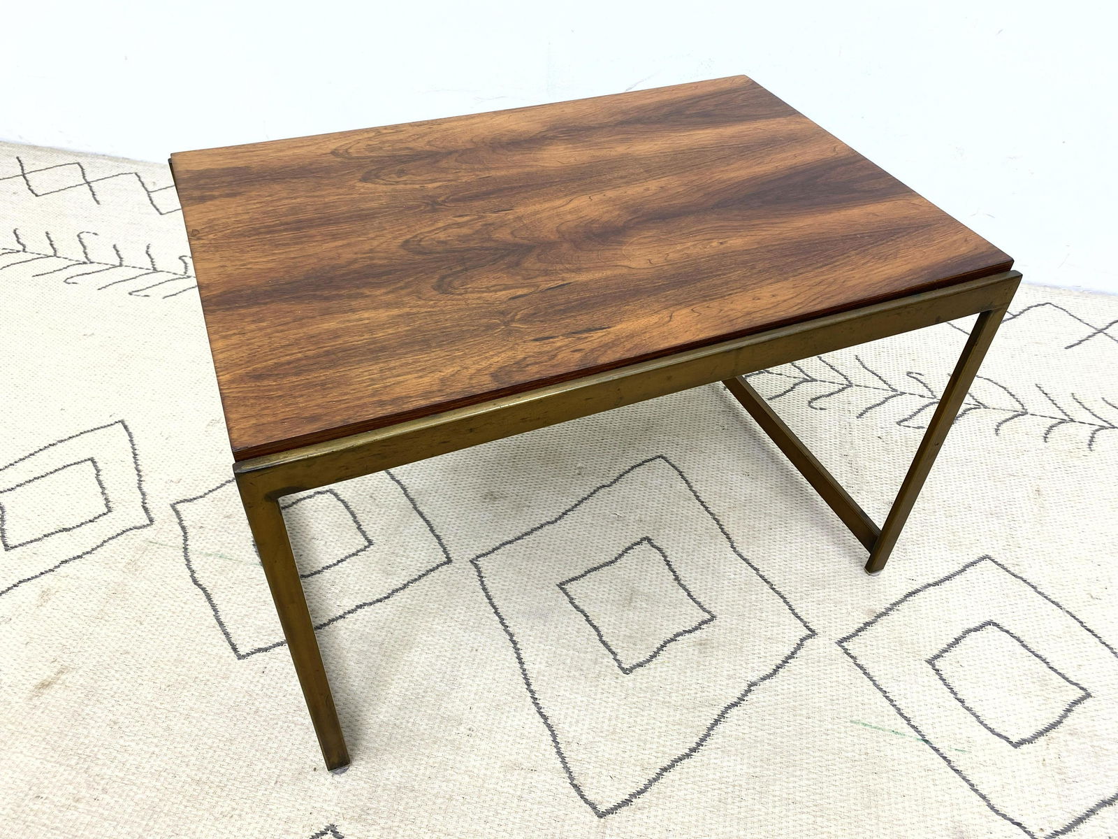 Rosewood and Gold Tone Side Table. (1 of 10)