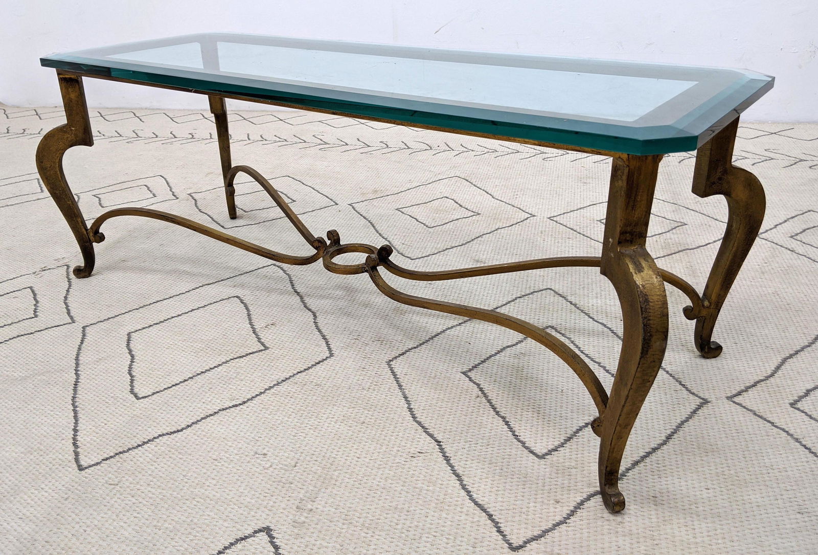 Decorator Gilt Iron and Glass Coffee Cocktail Table. He (1 of 9)