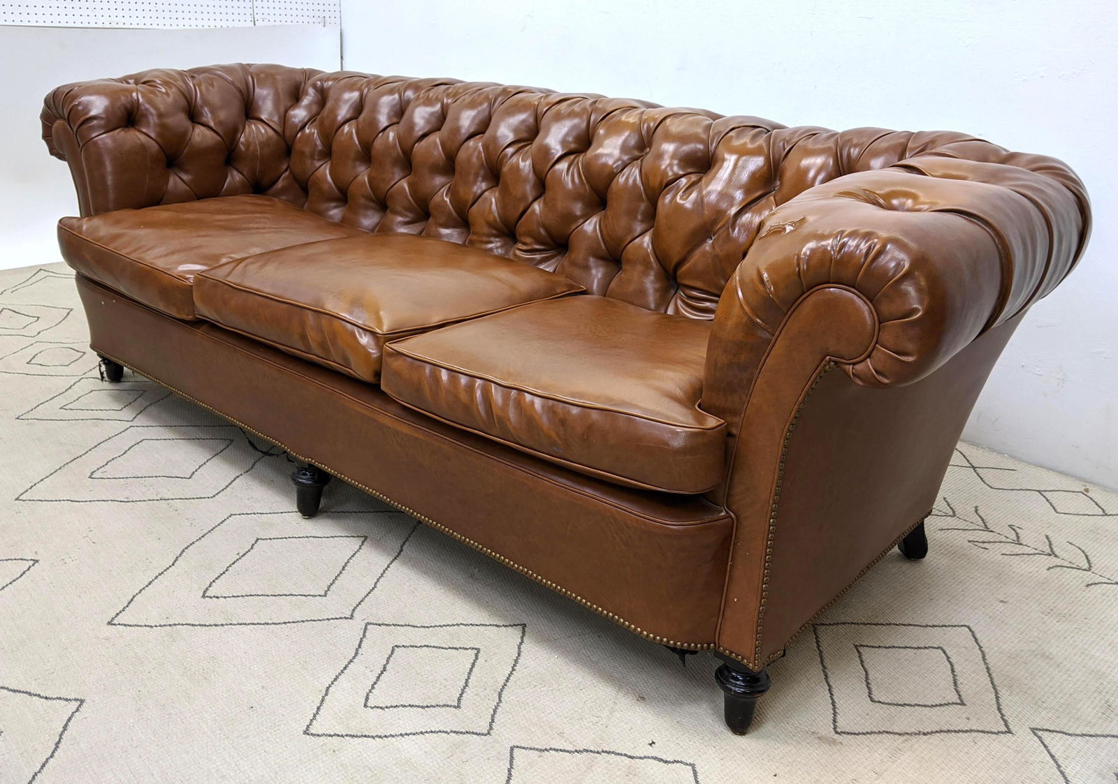 Vinyl Chesterfield Style Sofa Couch.  Tufted back. (1 of 19)