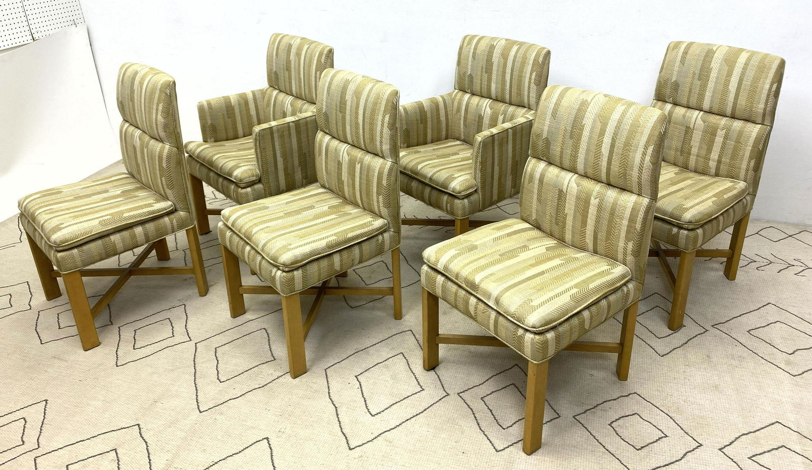Set 6 BAKER Dining Chairs. Upholstered with light wood (1 of 7)
