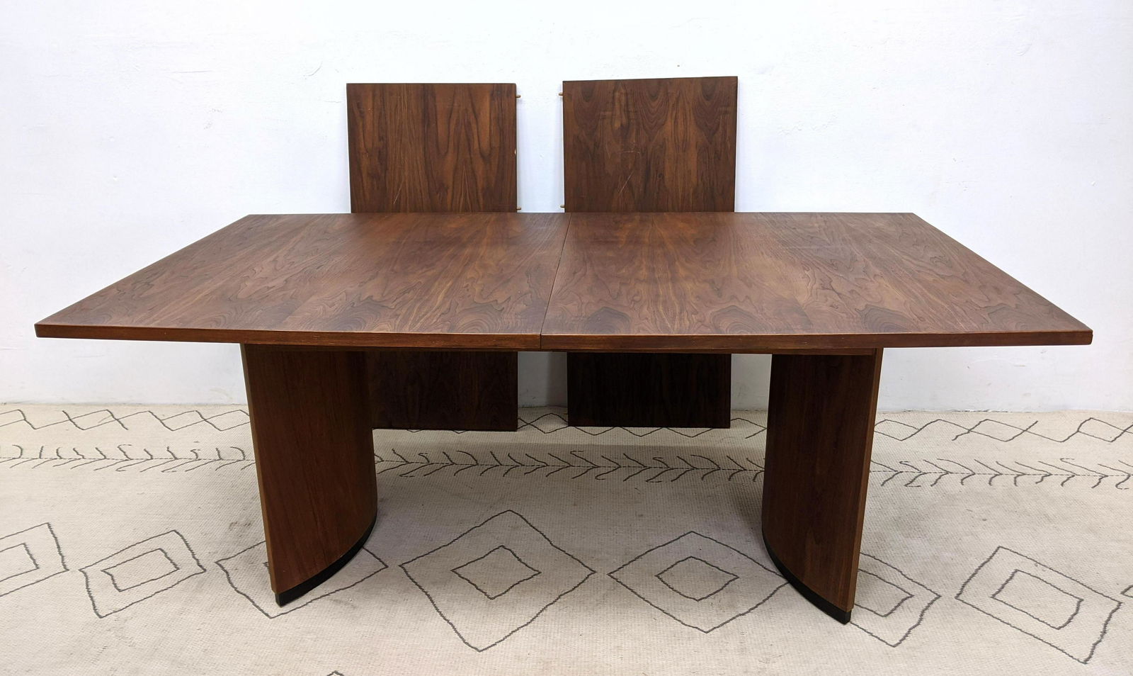 American Modern Walnut Dining Table with 20in Leaves. (1 of 13)